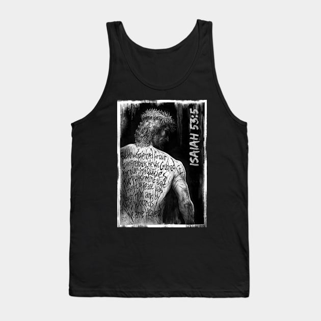 Connecting Wounds, stripes, furrowed back, Christ, Isaiah 53:5 Tank Top by Studio DAVE